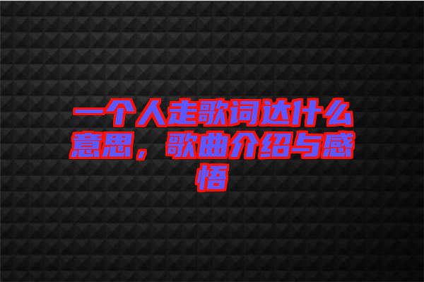 一個人走歌詞達什么意思，歌曲介紹與感悟