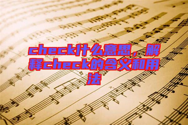 check什么意思，解釋check的含義和用法