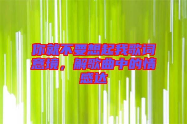 你就不要想起我歌詞意境，解歌曲中的情感達