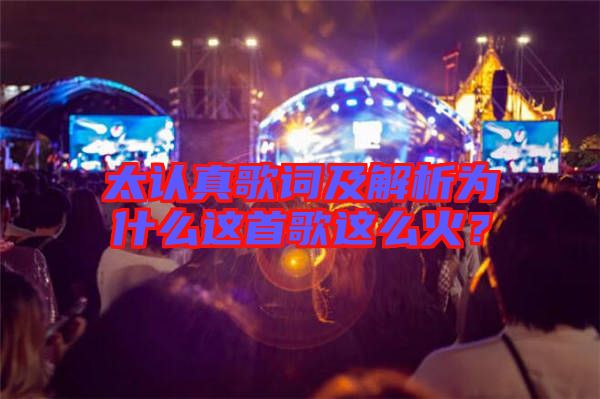 太認真歌詞及解析為什么這首歌這么火？