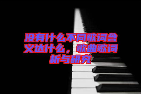 沒有什么不同歌詞含義達什么，歌曲歌詞析與研究