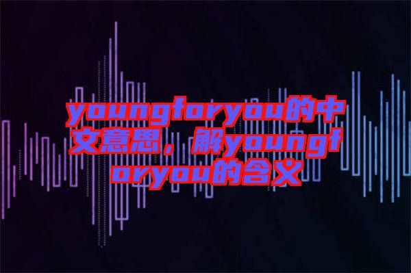 youngforyou的中文意思，解youngforyou的含義