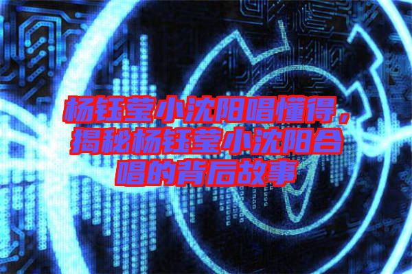楊鈺瑩小沈陽唱懂得，揭秘楊鈺瑩小沈陽合唱的背后故事