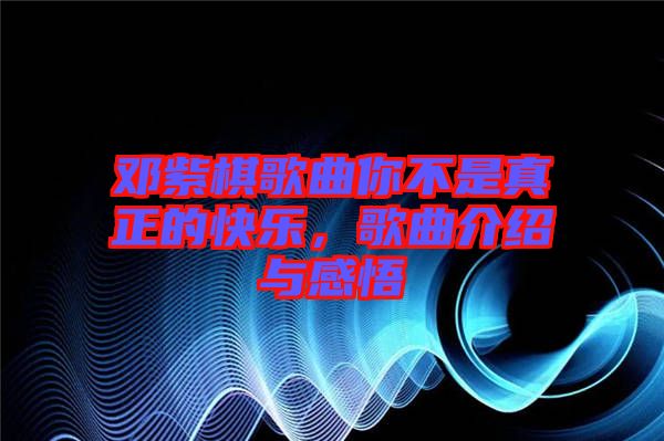 鄧紫棋歌曲你不是真正的快樂，歌曲介紹與感悟