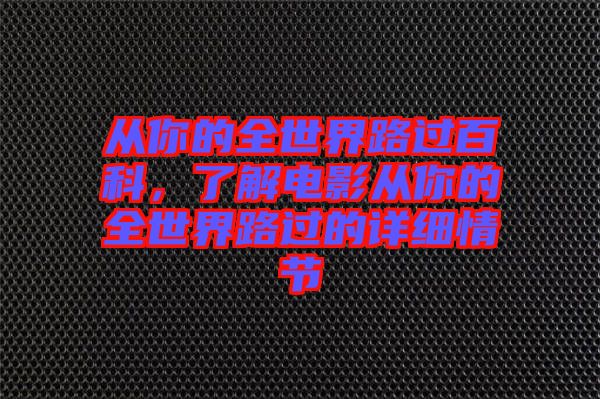 從你的全世界路過百科，了解電影從你的全世界路過的詳細情節(jié)