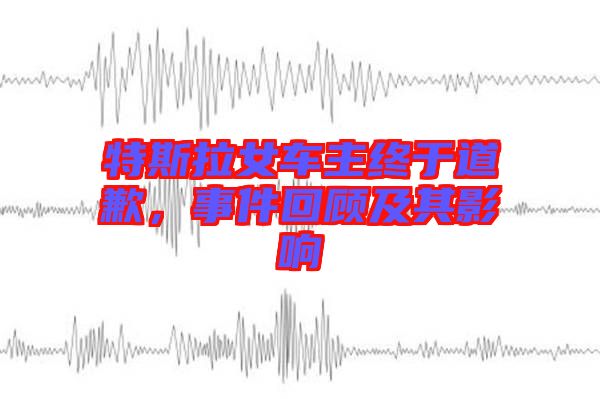 特斯拉女車主終于道歉，事件回顧及其影響
