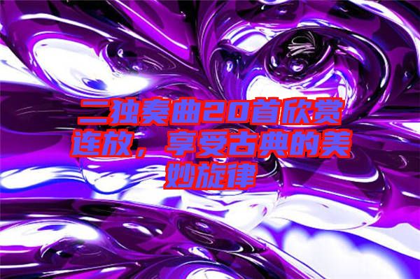 二獨奏曲20首欣賞連放，享受古典的美妙旋律