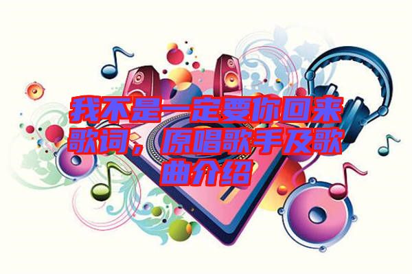 我不是一定要你回來歌詞，原唱歌手及歌曲介紹