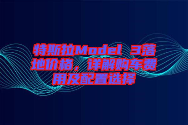 特斯拉Model 3落地價(jià)格，詳解購車費(fèi)用及配置選擇