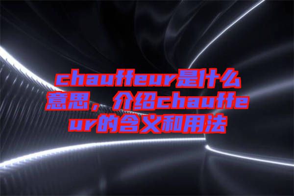 chauffeur是什么意思，介紹chauffeur的含義和用法