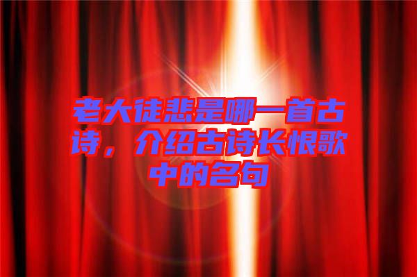 老大徒悲是哪一首古詩，介紹古詩長恨歌中的名句