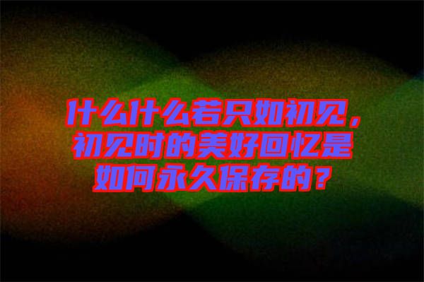 什么什么若只如初見，初見時的美好回憶是如何永久保存的？