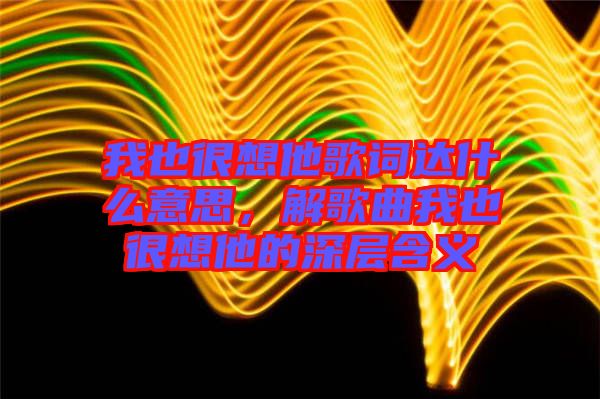 我也很想他歌詞達(dá)什么意思，解歌曲我也很想他的深層含義