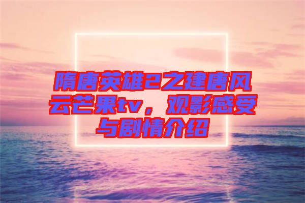 隋唐英雄2之建唐風(fēng)云芒果tv，觀影感受與劇情介紹