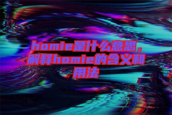 homie是什么意思，解釋homie的含義和用法