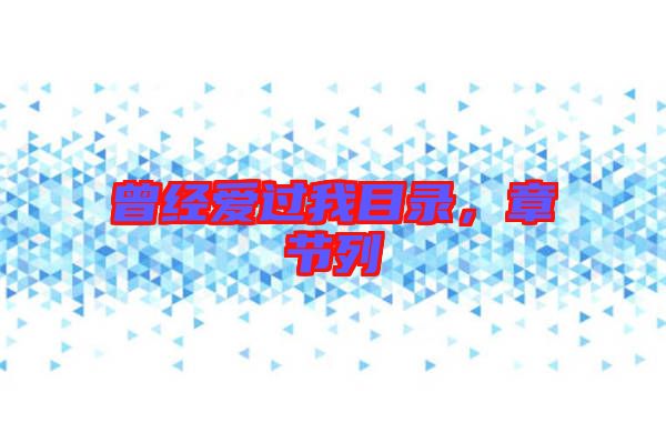 曾經(jīng)愛過我目錄，章節(jié)列
