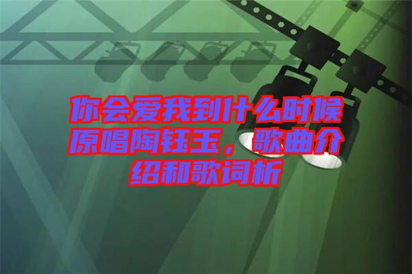 你會愛我到什么時候原唱陶鈺玉，歌曲介紹和歌詞析