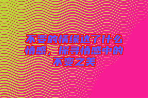 不變的情緣達了什么情感，探尋情感中的不變之美