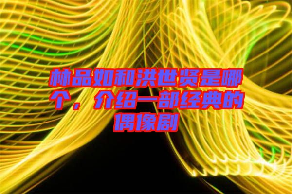 林品如和洪世賢是哪個，介紹一部經(jīng)典的偶像劇