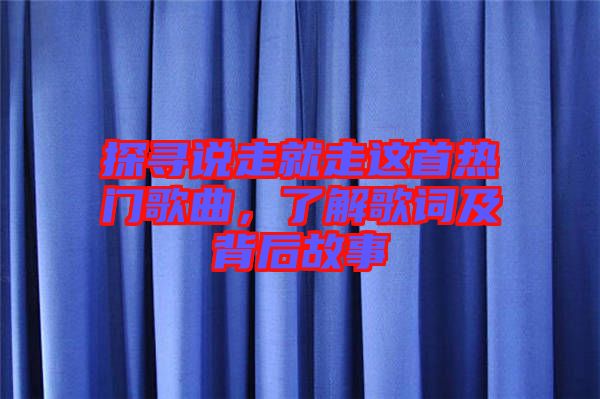 探尋說走就走這首熱門歌曲，了解歌詞及背后故事