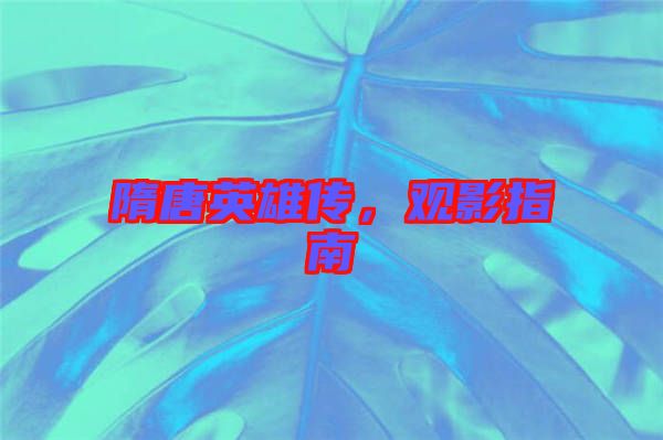 隋唐英雄傳，觀影指南