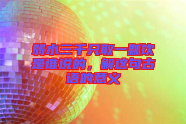 弱水三千只取一瓢飲是誰說的，解這句古語的意義