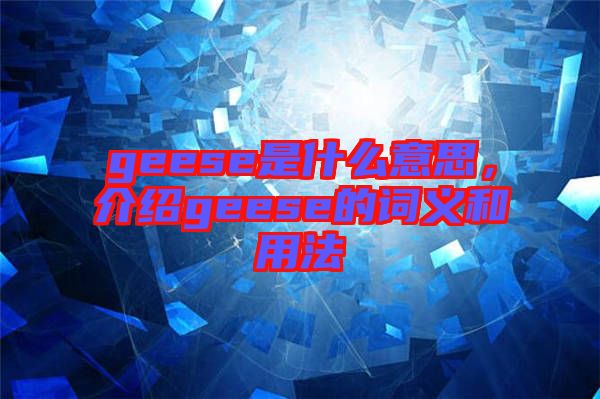 geese是什么意思，介紹geese的詞義和用法
