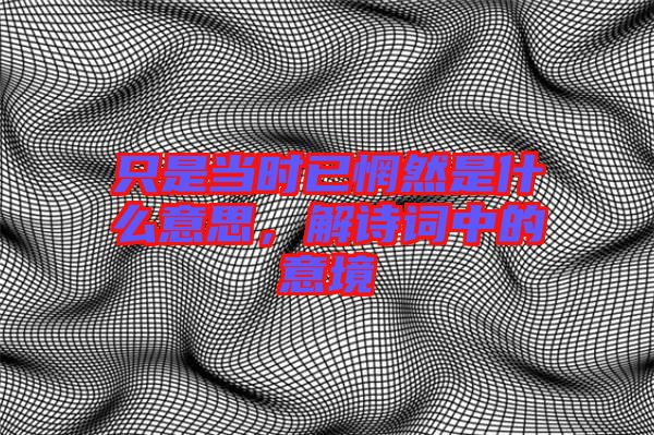 只是當(dāng)時已惘然是什么意思，解詩詞中的意境