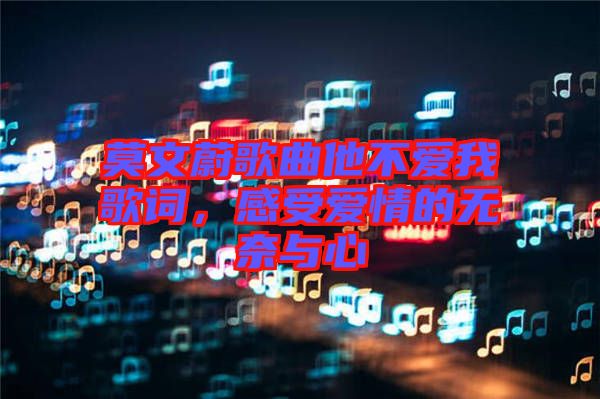 莫文蔚歌曲他不愛我歌詞，感受愛情的無奈與心