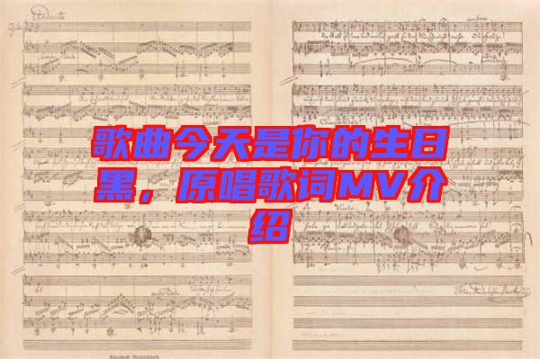 歌曲今天是你的生日黑，原唱歌詞MV介紹