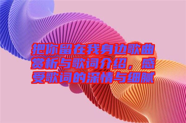 把你留在我身邊歌曲賞析與歌詞介紹，感受歌詞的深情與細膩