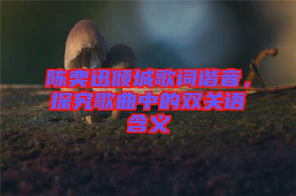 陳奕迅傾城歌詞諧音，探究歌曲中的雙關語含義