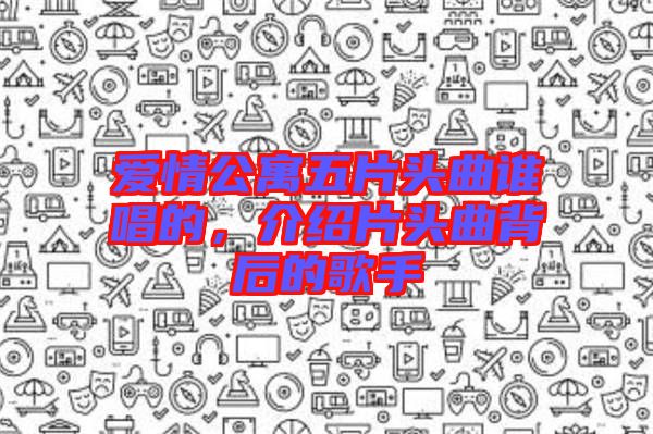 愛(ài)情公寓五片頭曲誰(shuí)唱的，介紹片頭曲背后的歌手