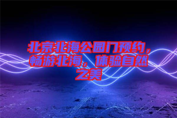北京北海公園門預(yù)約，暢游北海，體驗自然之美