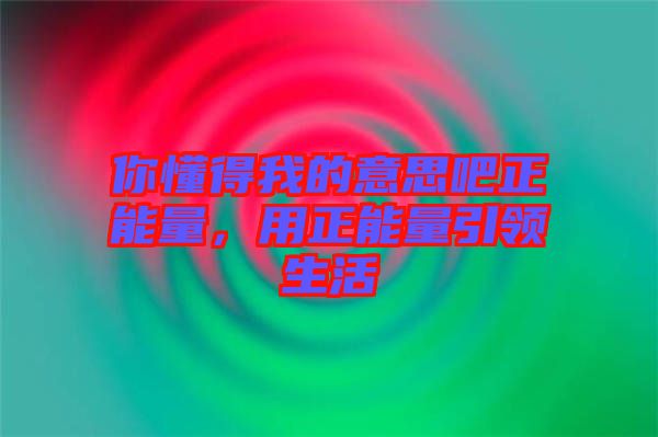 你懂得我的意思吧正能量，用正能量引領(lǐng)生活