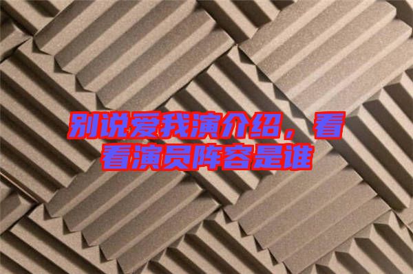 別說愛我演介紹，看看演員陣容是誰