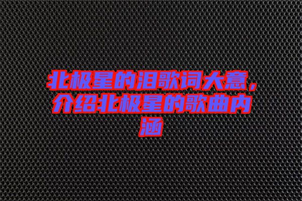 北極星的淚歌詞大意，介紹北極星的歌曲內(nèi)涵