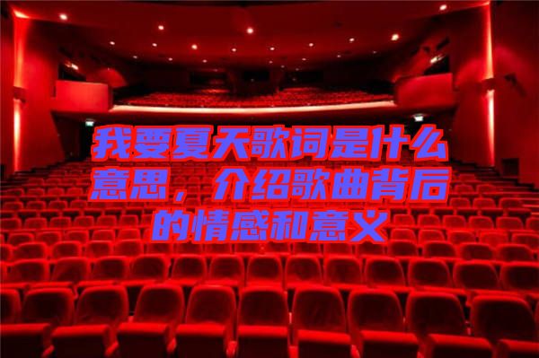 我要夏天歌詞是什么意思，介紹歌曲背后的情感和意義