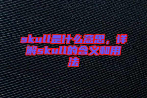 skull是什么意思，詳解skull的含義和用法