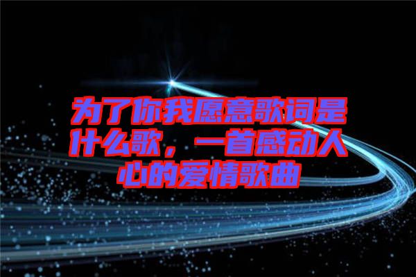 為了你我愿意歌詞是什么歌，一首感動(dòng)人心的愛情歌曲