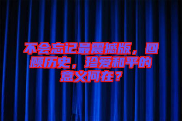 不會忘記最震撼版，回顧歷史，珍愛和平的意義何在？