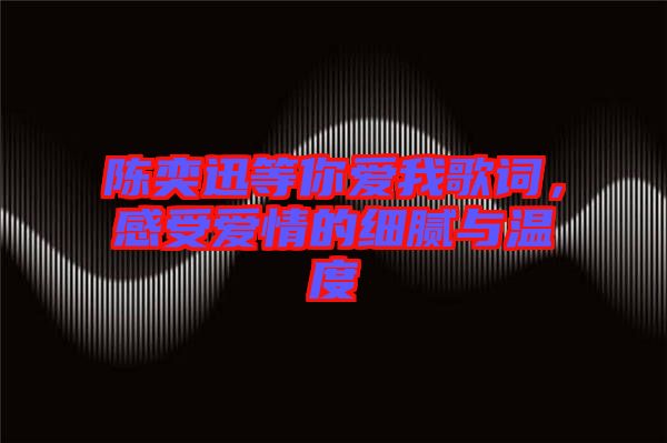 陳奕迅等你愛(ài)我歌詞，感受愛(ài)情的細(xì)膩與溫度