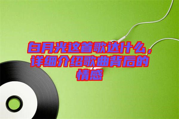 白月光這首歌達什么，詳細介紹歌曲背后的情感