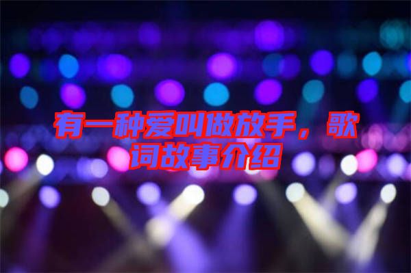有一種愛叫做放手，歌詞故事介紹