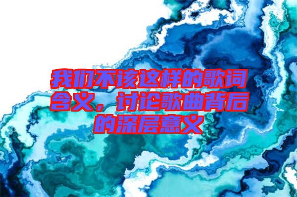我們不該這樣的歌詞含義，討論歌曲背后的深層意義