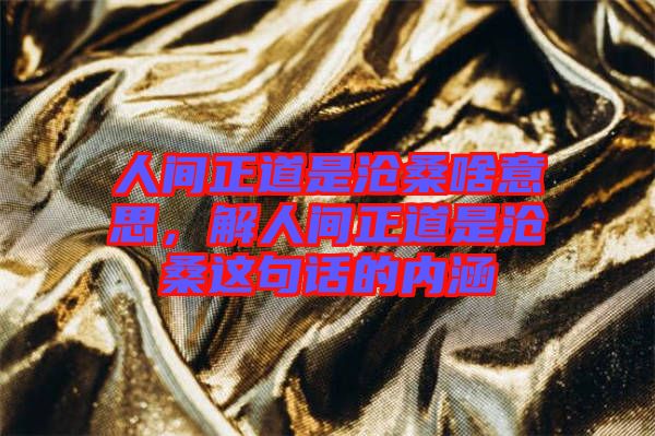 人間正道是滄桑啥意思，解人間正道是滄桑這句話(huà)的內(nèi)涵