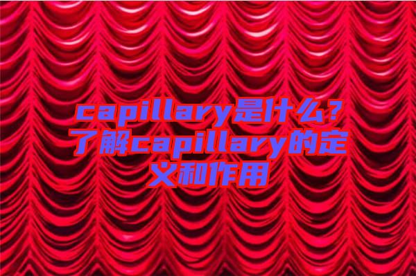 capillary是什么？了解capillary的定義和作用