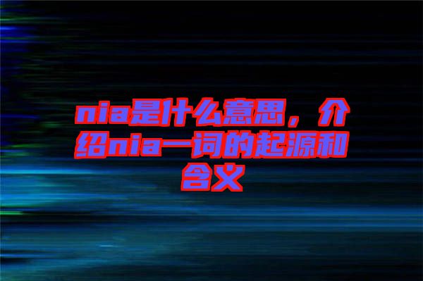 nia是什么意思，介紹nia一詞的起源和含義