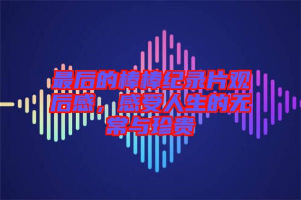 最后的棒棒紀錄片觀后感，感受人生的無常與珍貴