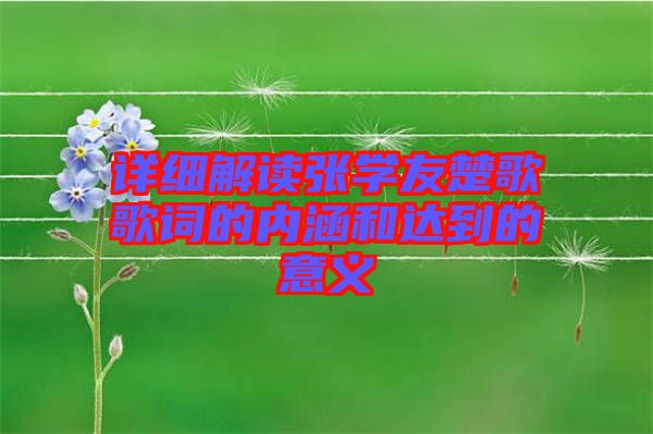 詳細解讀張學(xué)友楚歌歌詞的內(nèi)涵和達到的意義